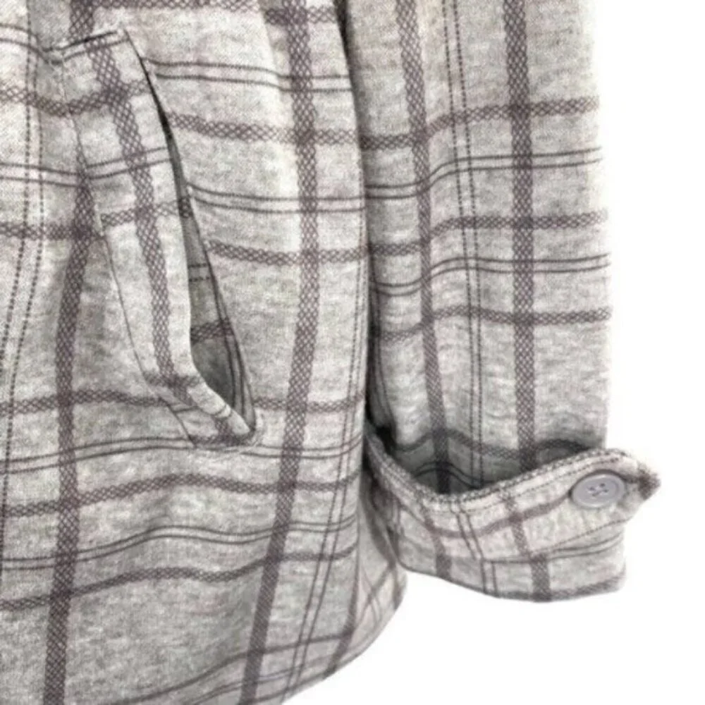 Me Jane Mini Grey Plaid Toggle Pea Coat